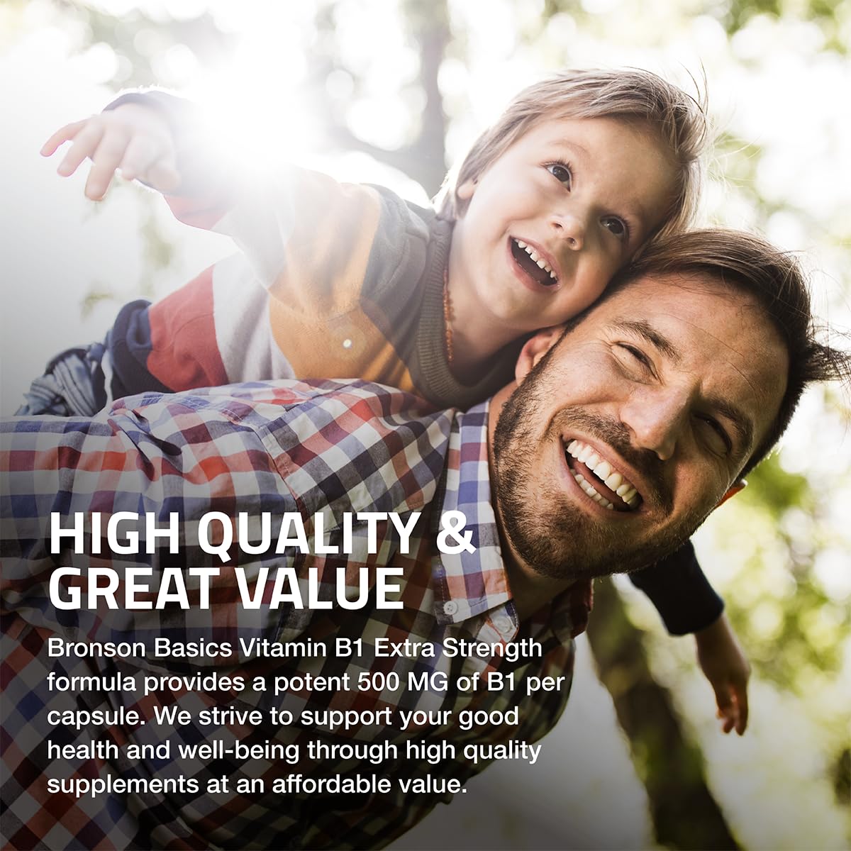 Product label of Bronson Vitamin B1 Extra Strength with cGMP quality assurances