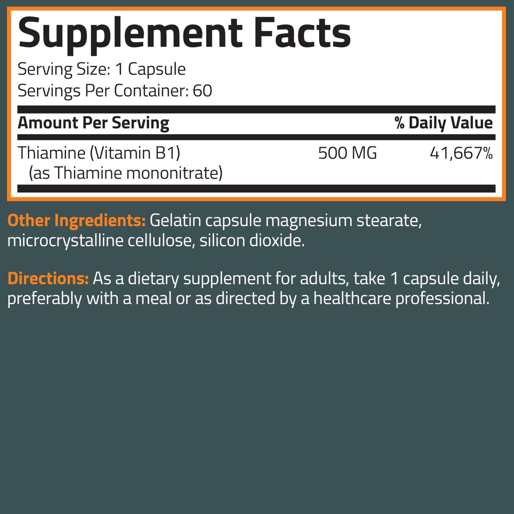 Bronson Vitamin B1 supplement on a clean kitchen counter for daily use