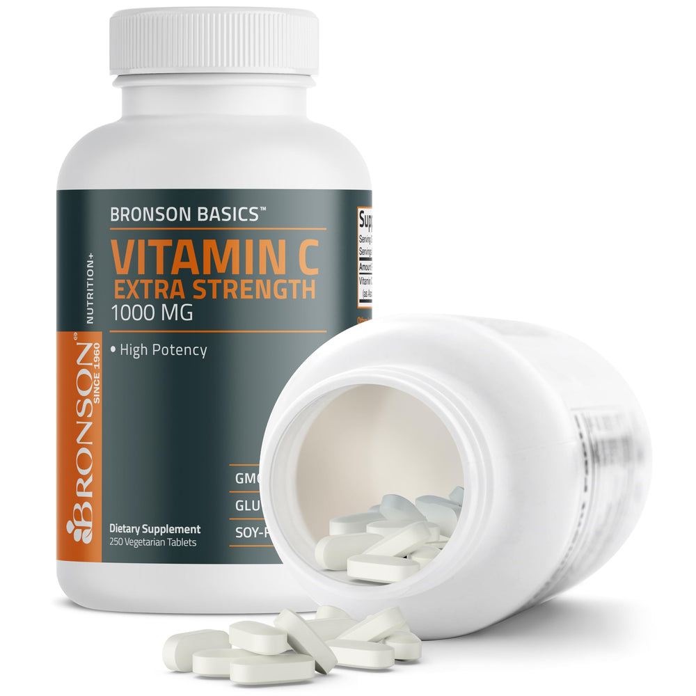 Bronson Vitamin C 1000mg with water shows simple daily intake