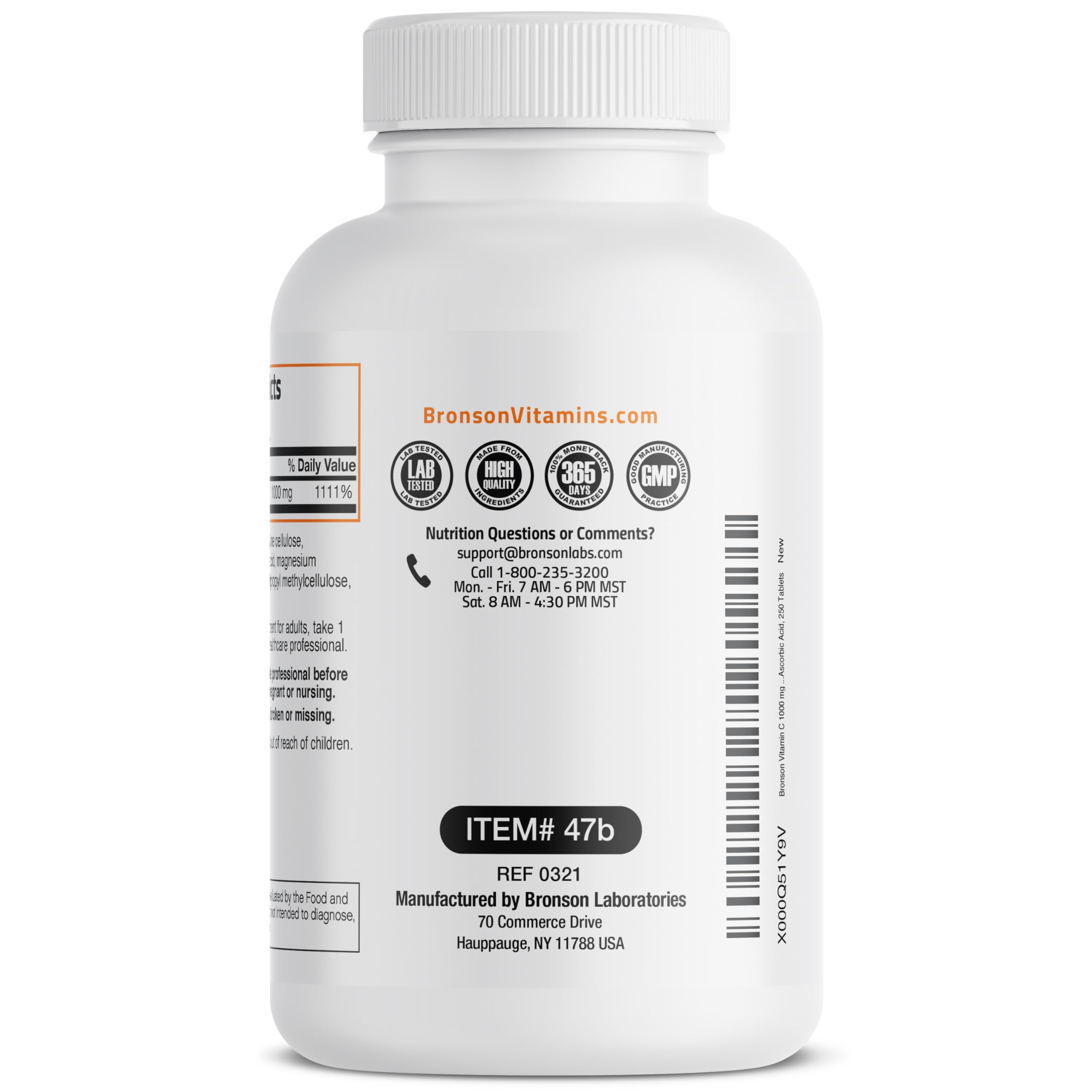 Bronson Vitamin C 1000mg ingredients panel detail