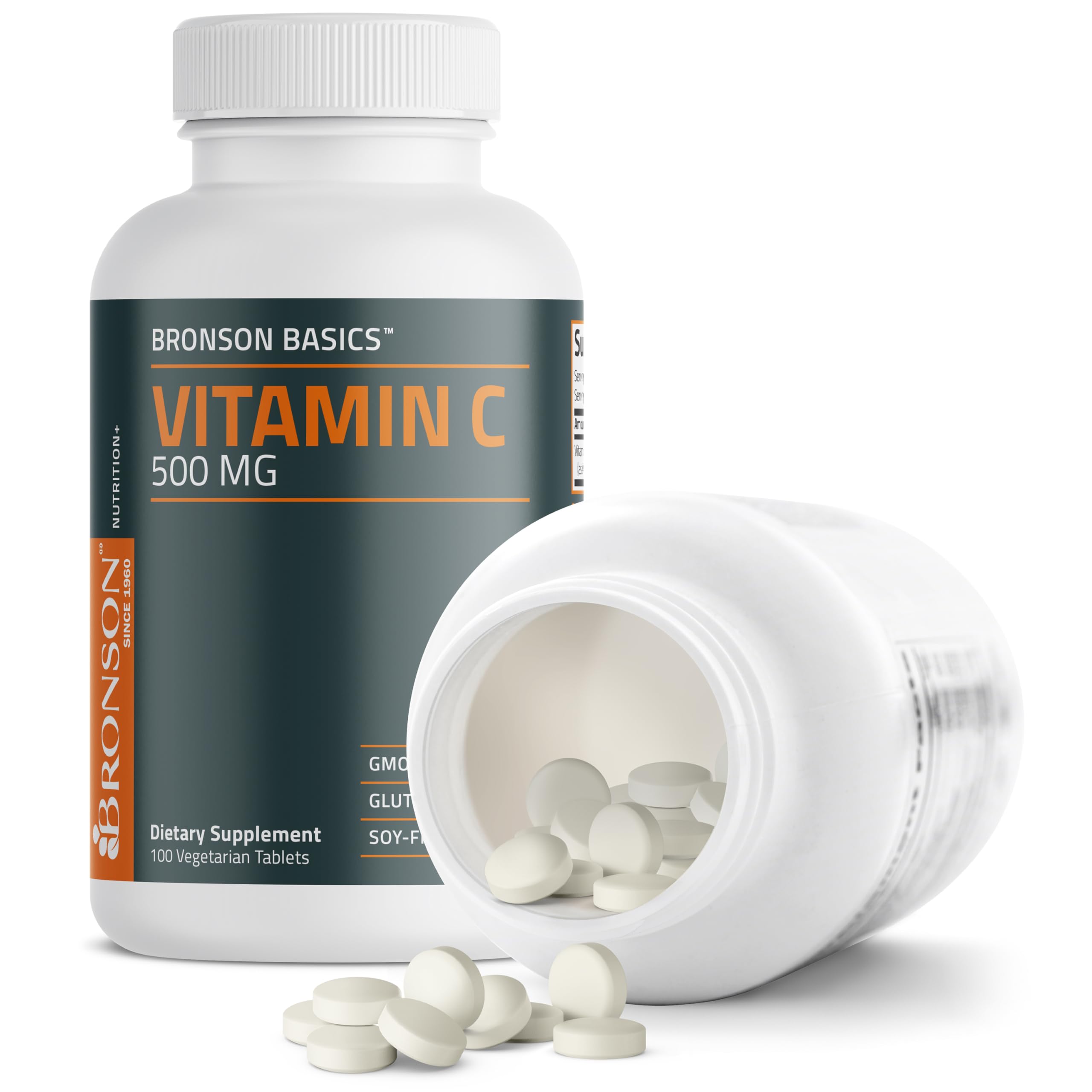 Bronson Vitamin C 500mg bottle in hand highlights portability