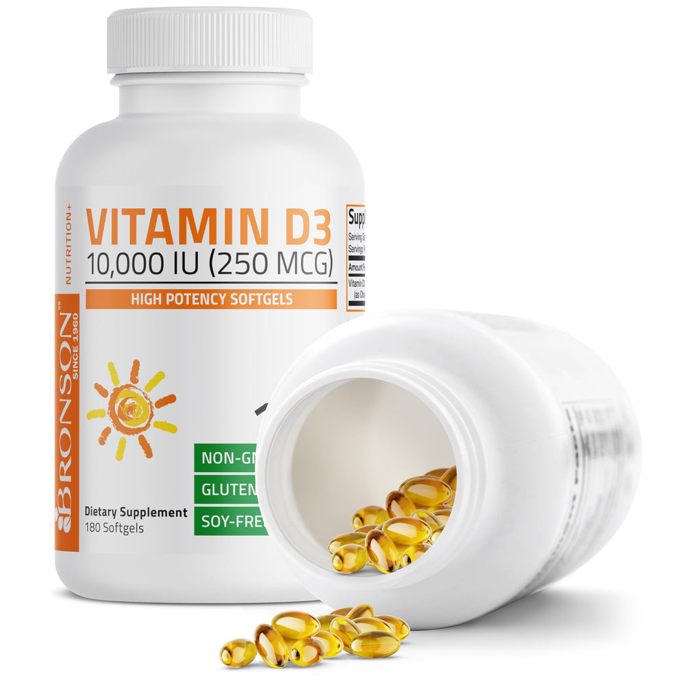 Bronson Vitamin D3 softgel swatch indicates potency and purity.