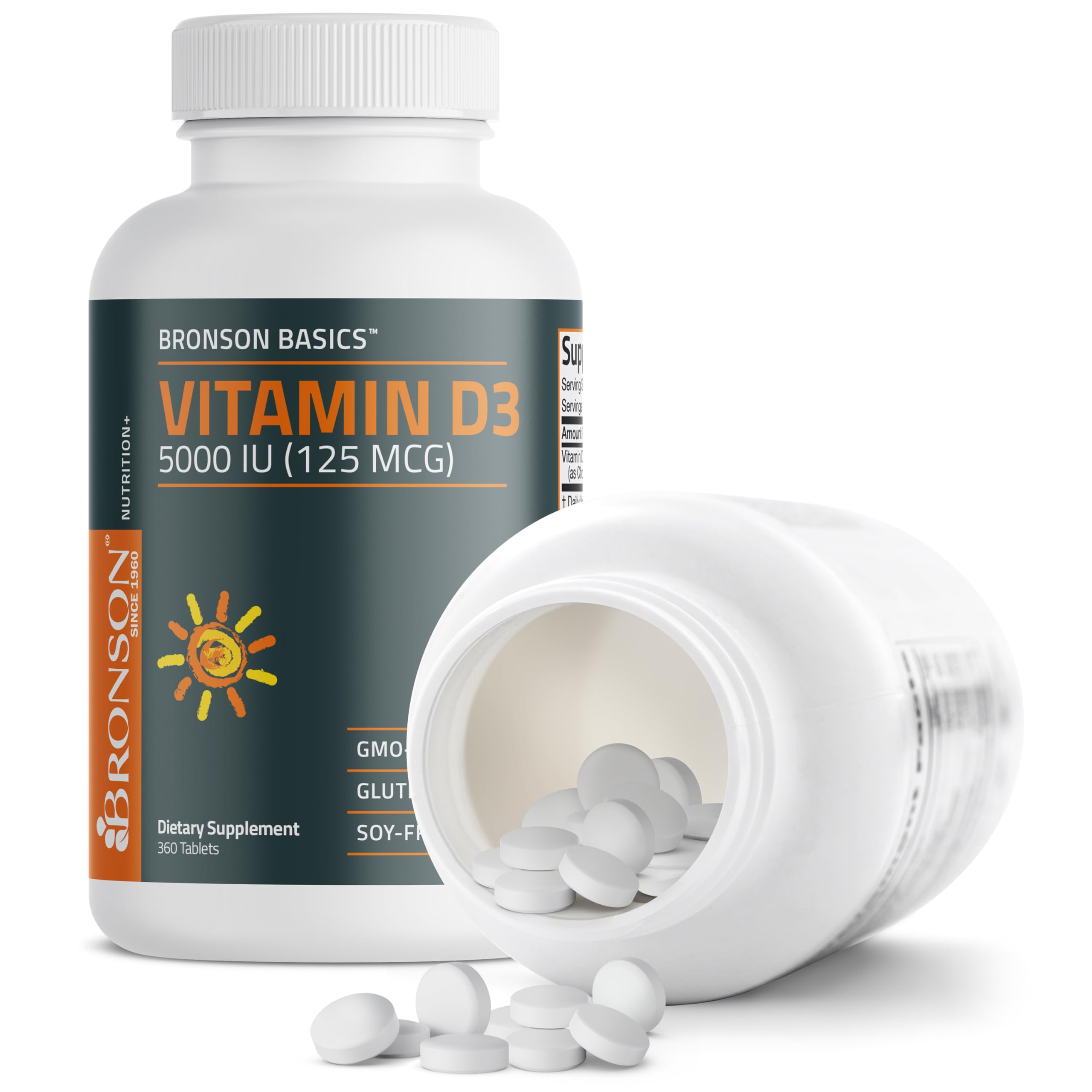 Bronson Vitamin D3 5000IU being taken daily as part of a routine.
