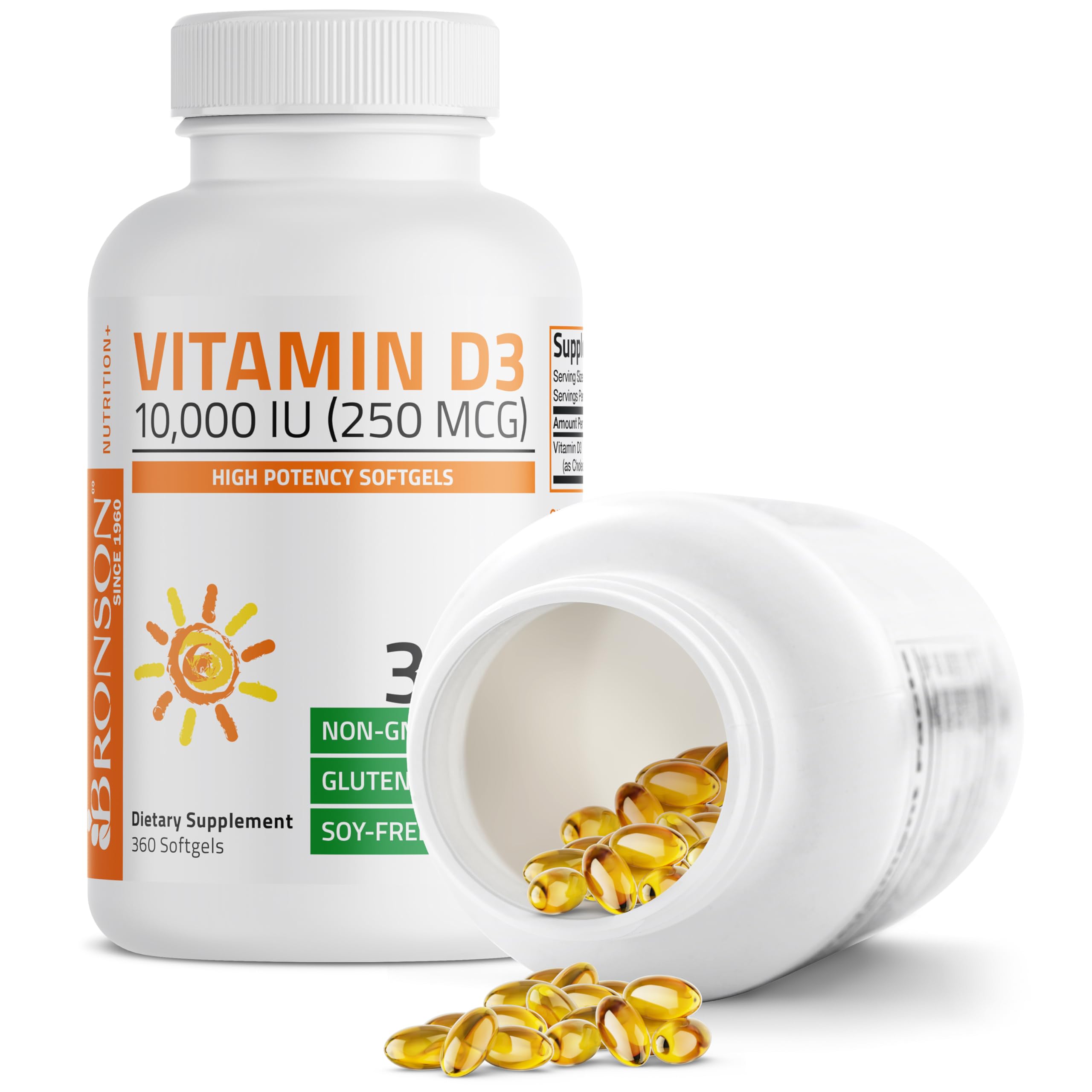 Bronson Vitamin D3 softgels being swallowed as part of daily routine