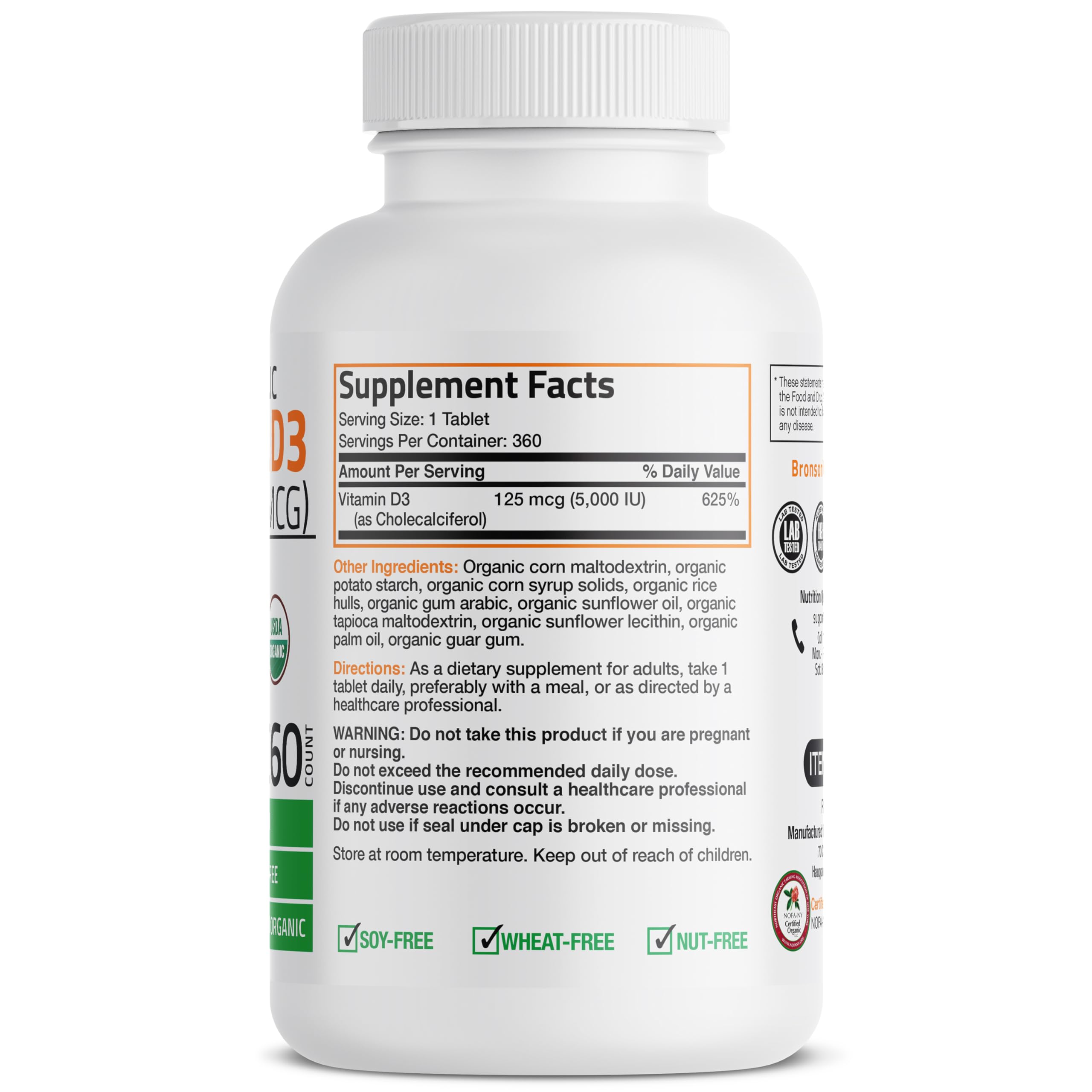 Bronson Vitamin D3 tablets close-up highlighting high-potency daily supplementation.