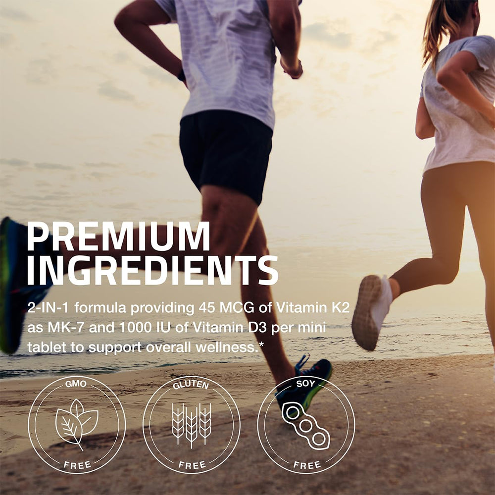 Bronson Minis label shows 45 mcg K2 and 1000 IU D3 per tablet
