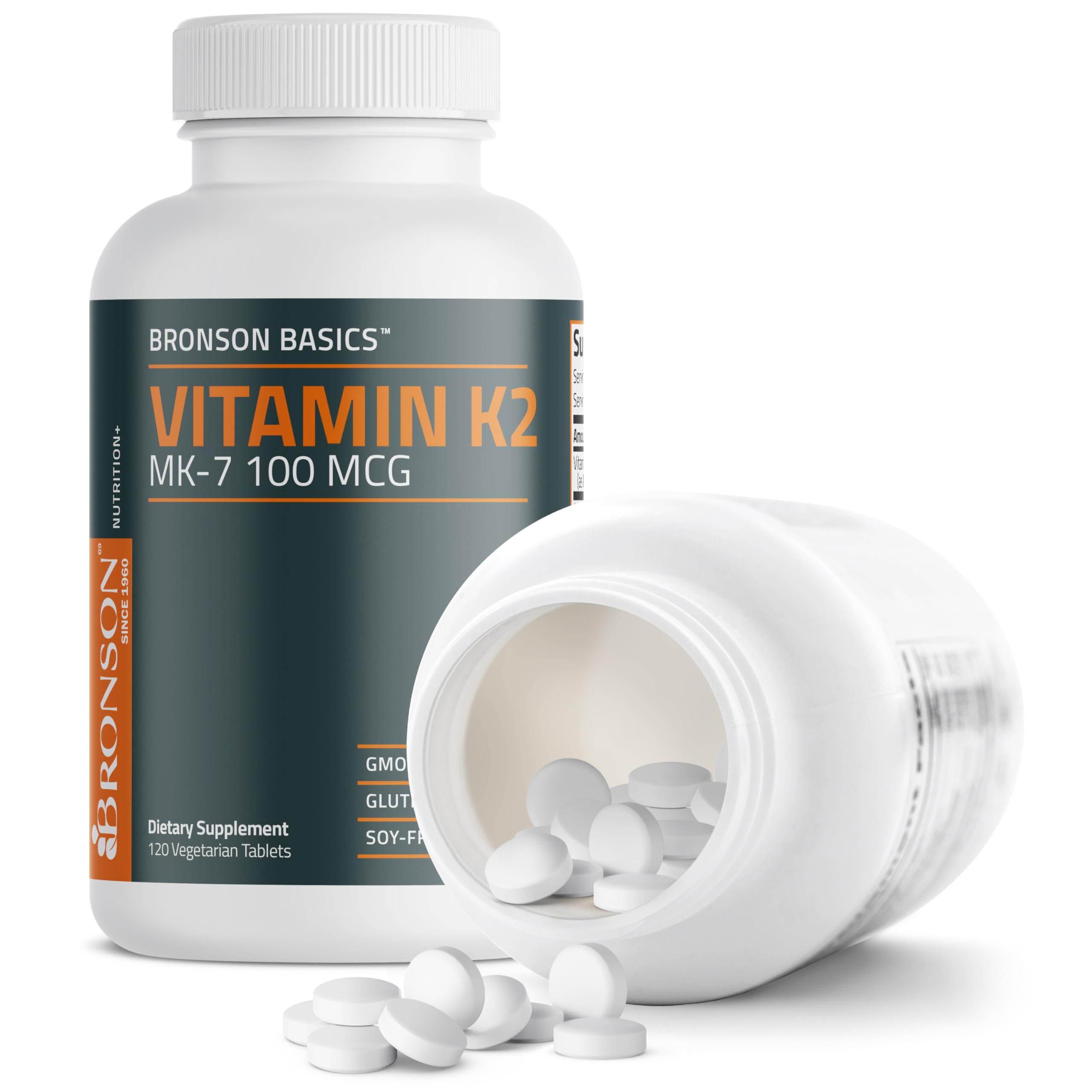 Bronson Vitamin K2 MK-7 tablet out of pack for daily use.