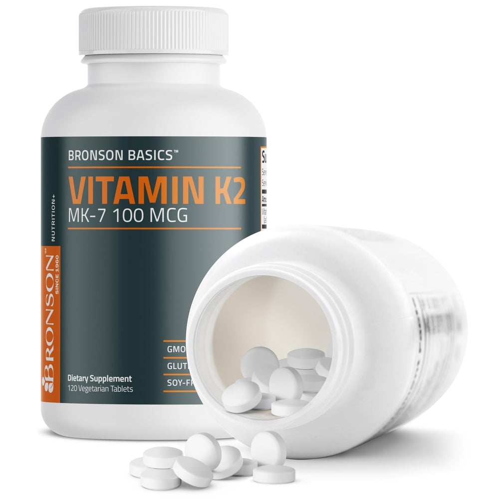 Bronson Vitamin K2 MK-7 tablet out of pack for daily use.