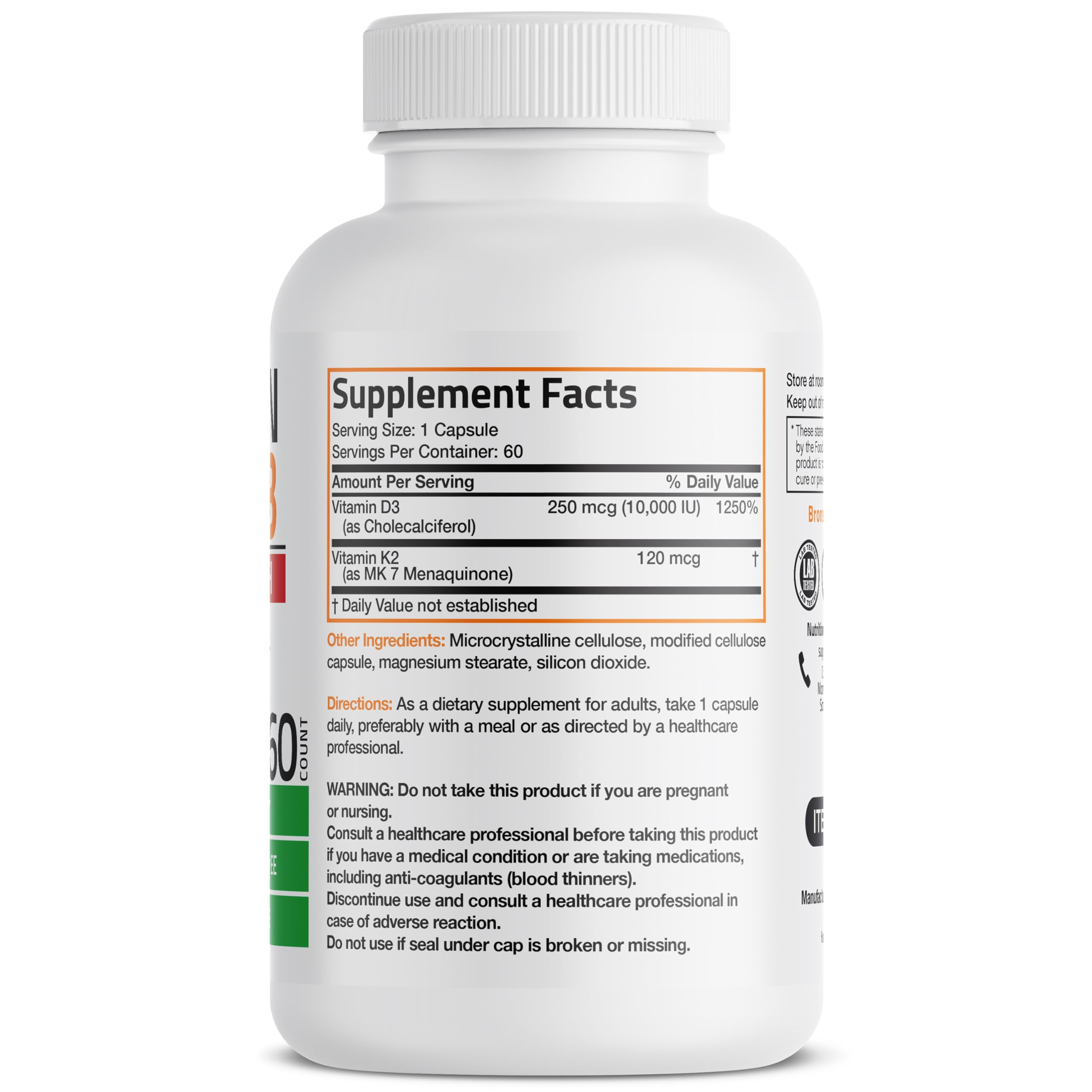Bronson K2 MK-7 D3 capsules in hand highlighting simple swallow.