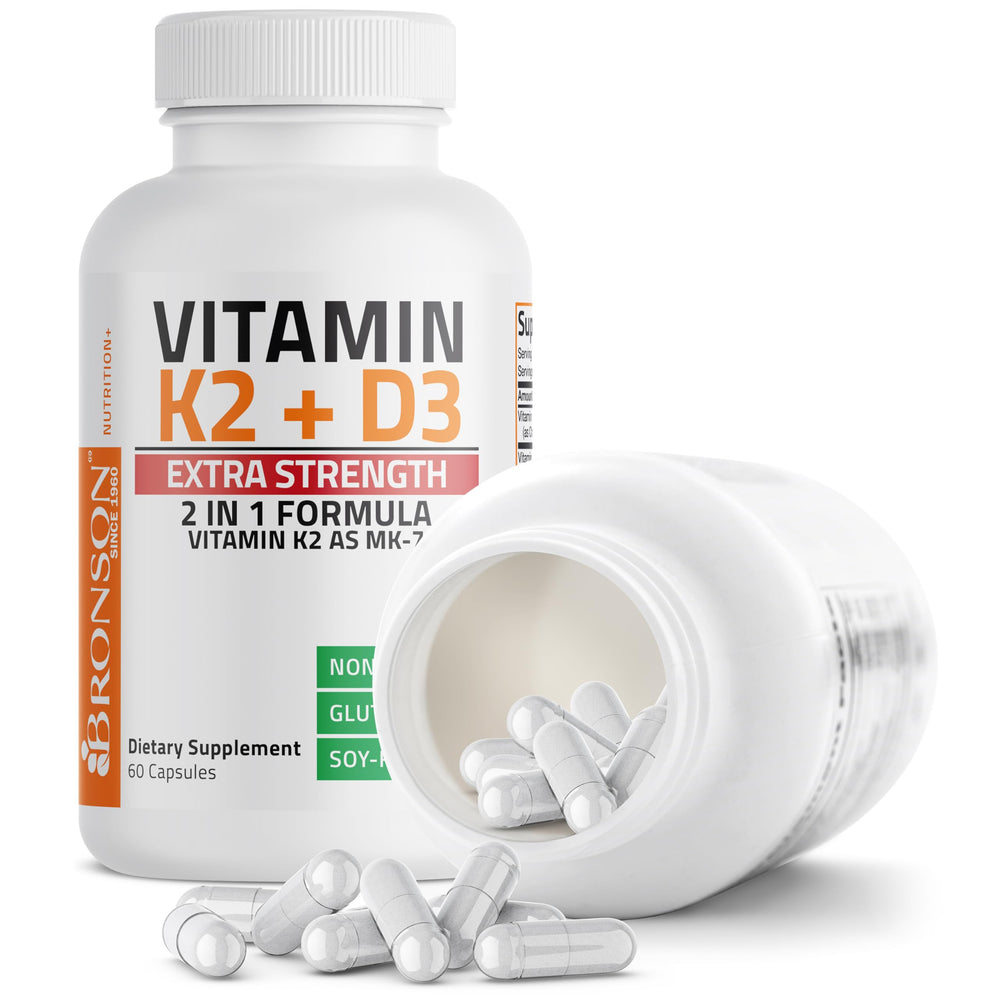 Bronson Vitamin K2 D3 front packaging design for strong shelf presence.