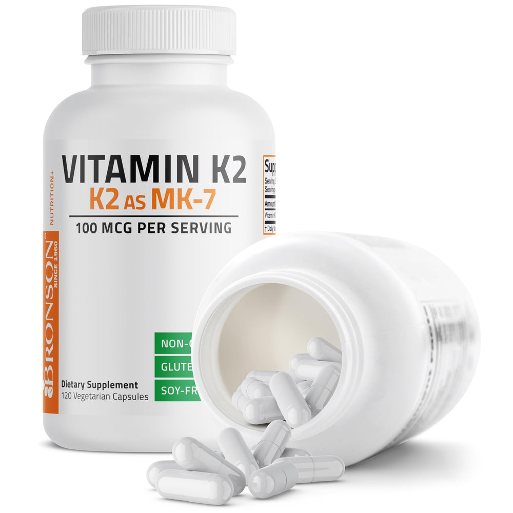 Bronson Vitamin K2 MK-7 GMP-certified stamp; quality assurance and safety.