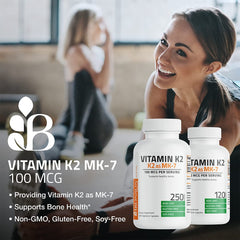 Bronson Vitamin K2 MK-7 label shows GMO-free and gluten-free qualities