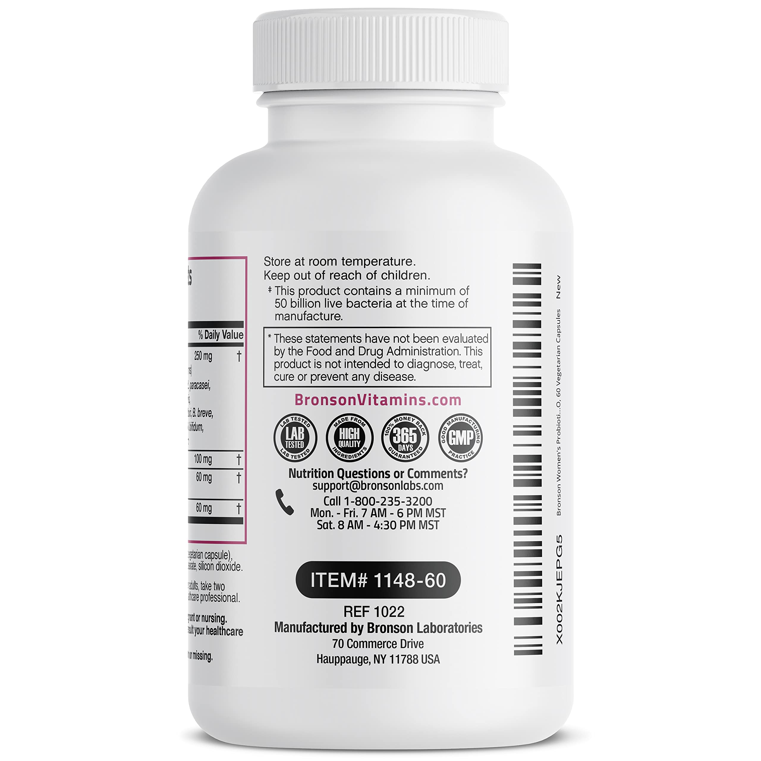 Bronson Women's Probiotic 50B daily use illustration with capsule form.