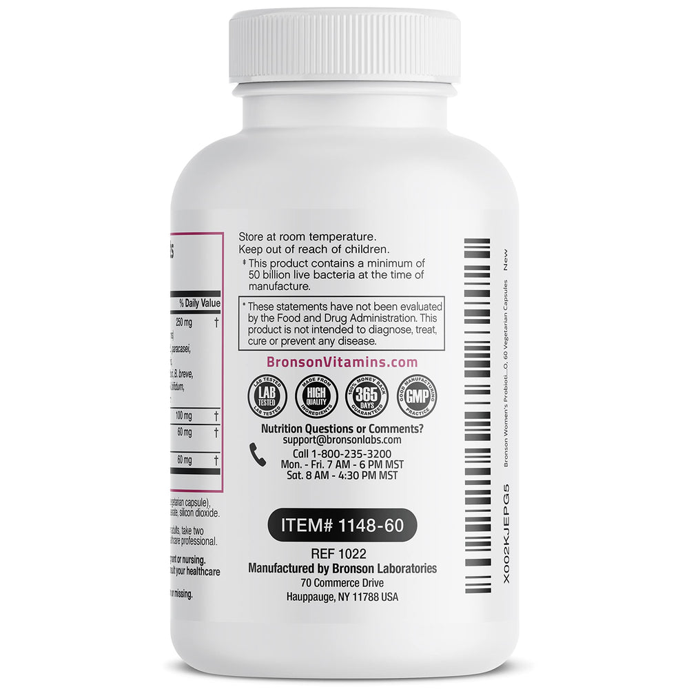 Bronson Women's Probiotic 50B daily use illustration with capsule form.