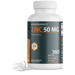 Bronson Zinc 50mg bottle front, signaling a daily immune-support supplement
