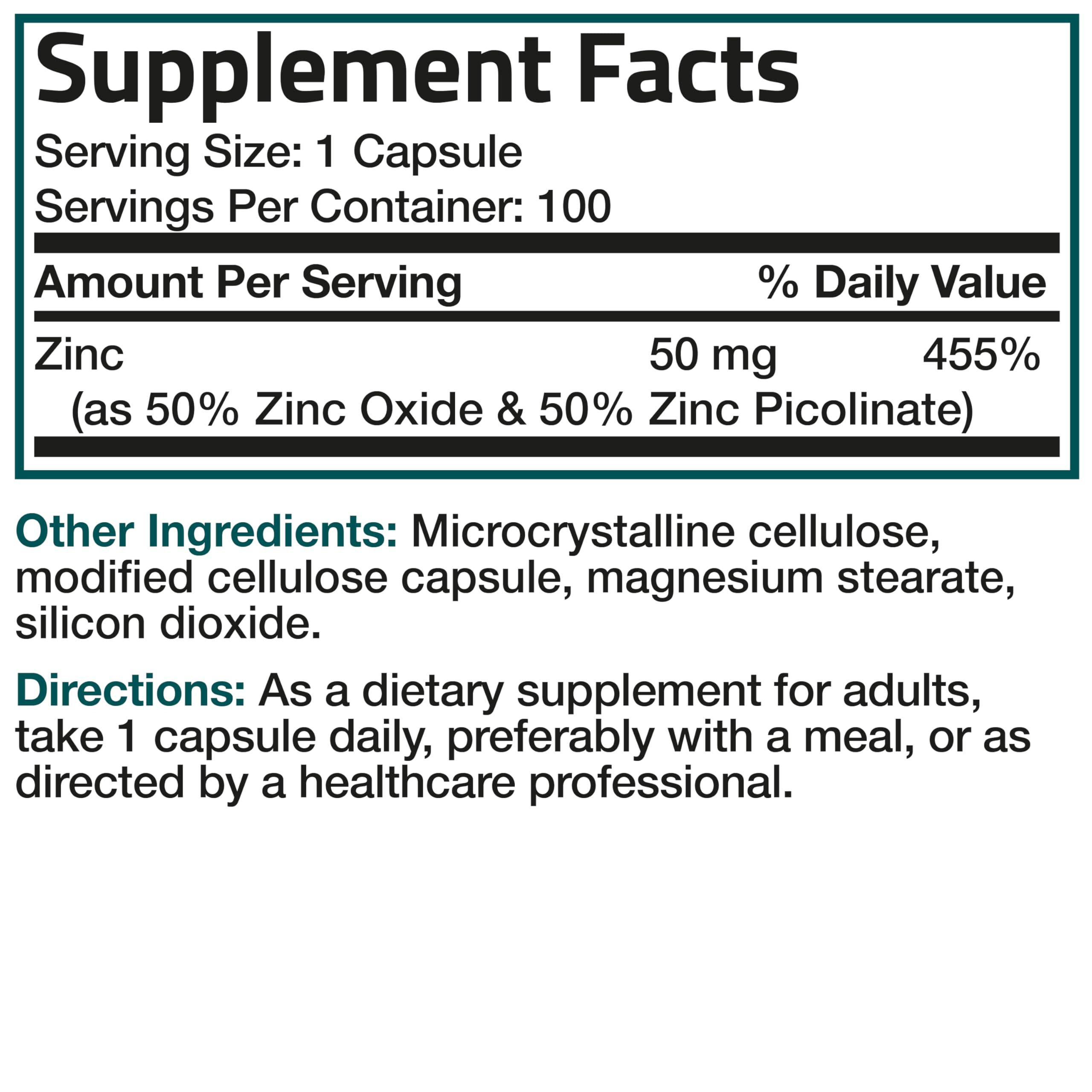 Bronson Zinc 50mg Complex daily-use bottle indicating antioxidant and skin health potential