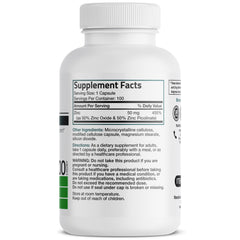 Bronson Zinc 50mg Complex packaging highlighting non-GMO and gluten-free attributes