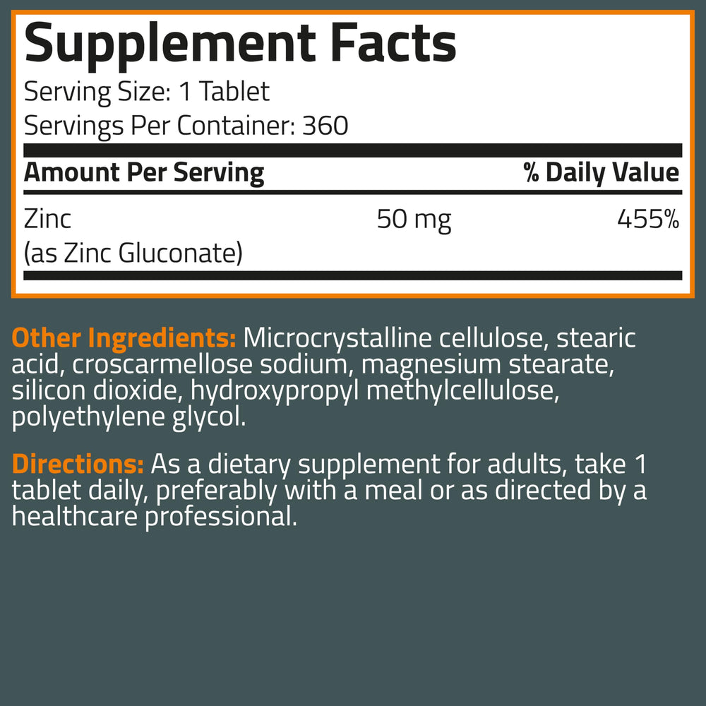 Bronson Zinc 50mg lab-tested facility seal, signaling rigorous quality standards