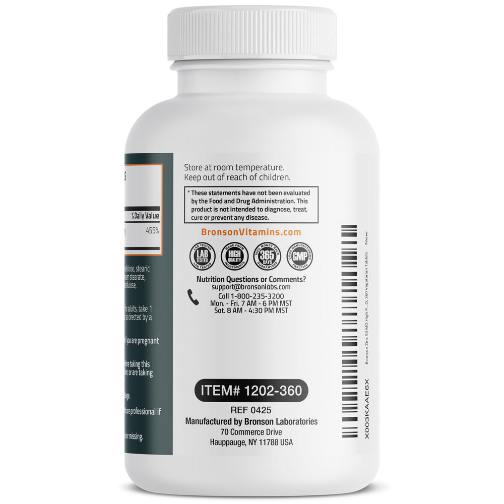 Bronson Zinc 50mg packaging hero, showcasing value and convenience