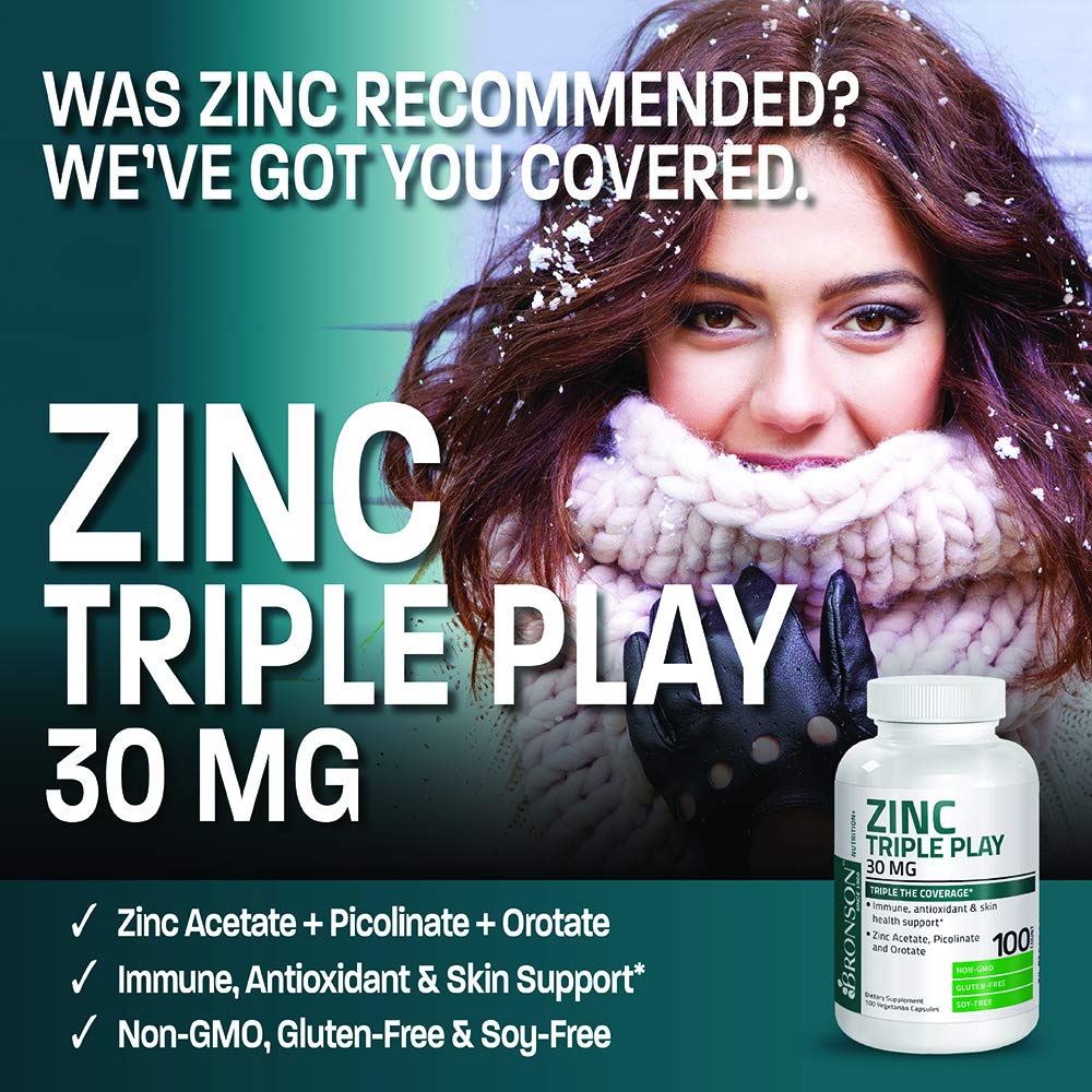 Bronson Zinc Triple Play bottle label detail for ingredient transparency