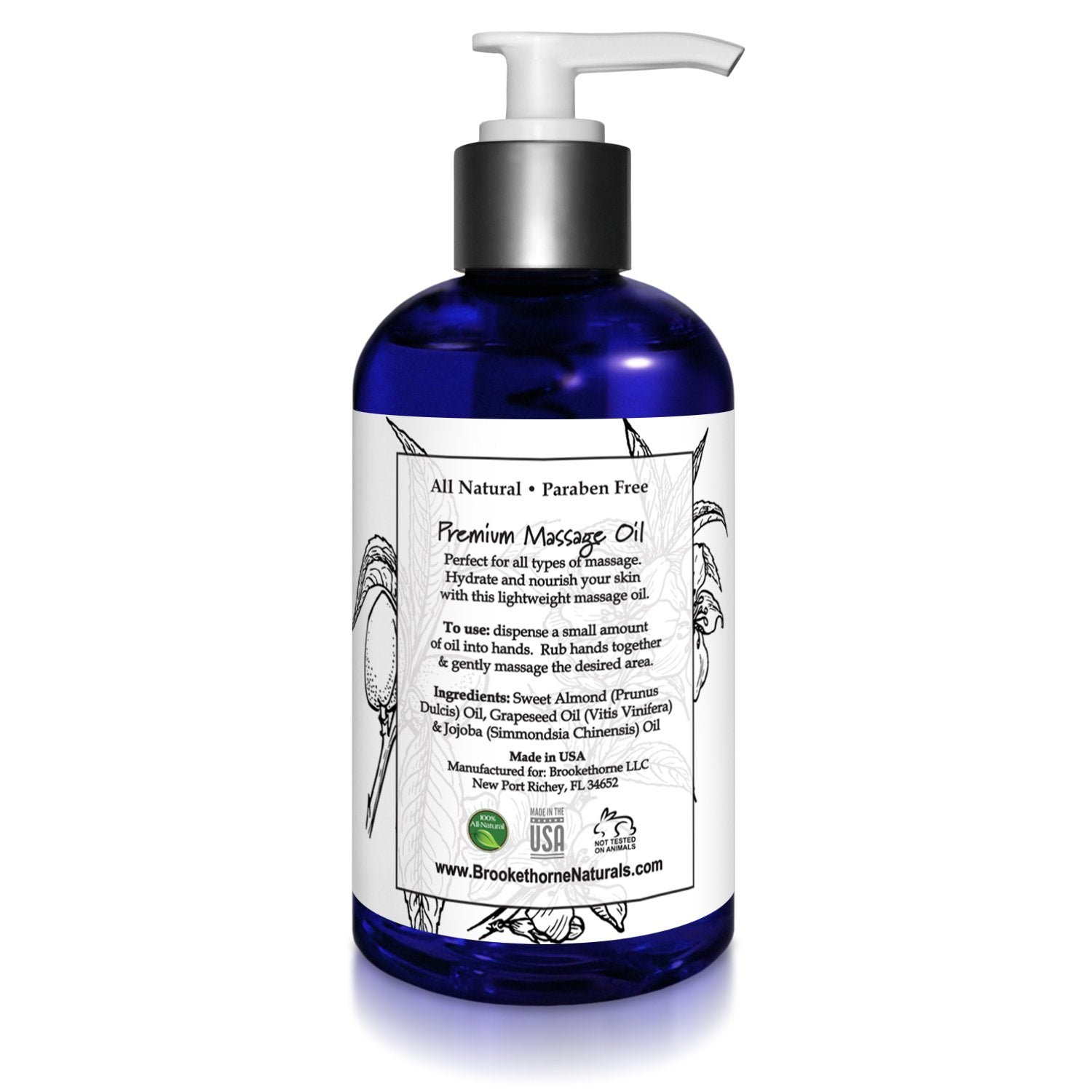 Brookethorne Naturals smooth-glide application helps maintain comfortable, steady massage pressure