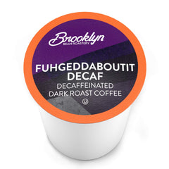 A steaming cup of Brooklyn Beans Fuhgeddaboutit Decaf demonstrates Keurig compatibility