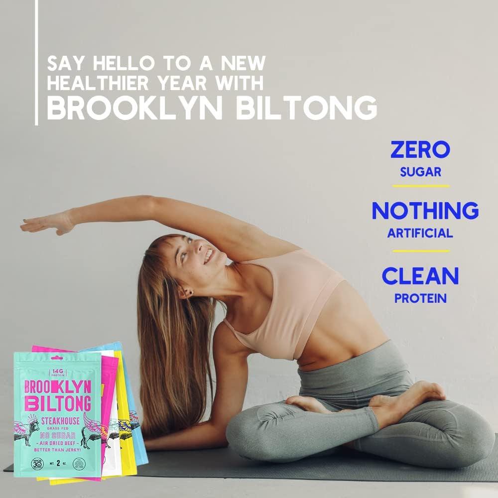 Brooklyn Biltong Steakhouse pack delivers savory chew and protein support.