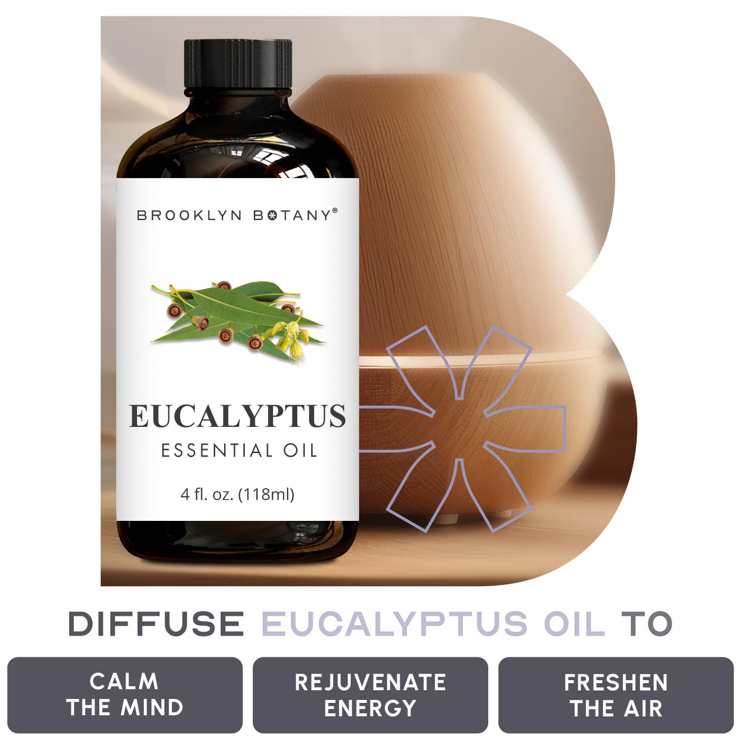Brooklyn Botany Eucalyptus Oil blends well with Cedarwood and Lavender