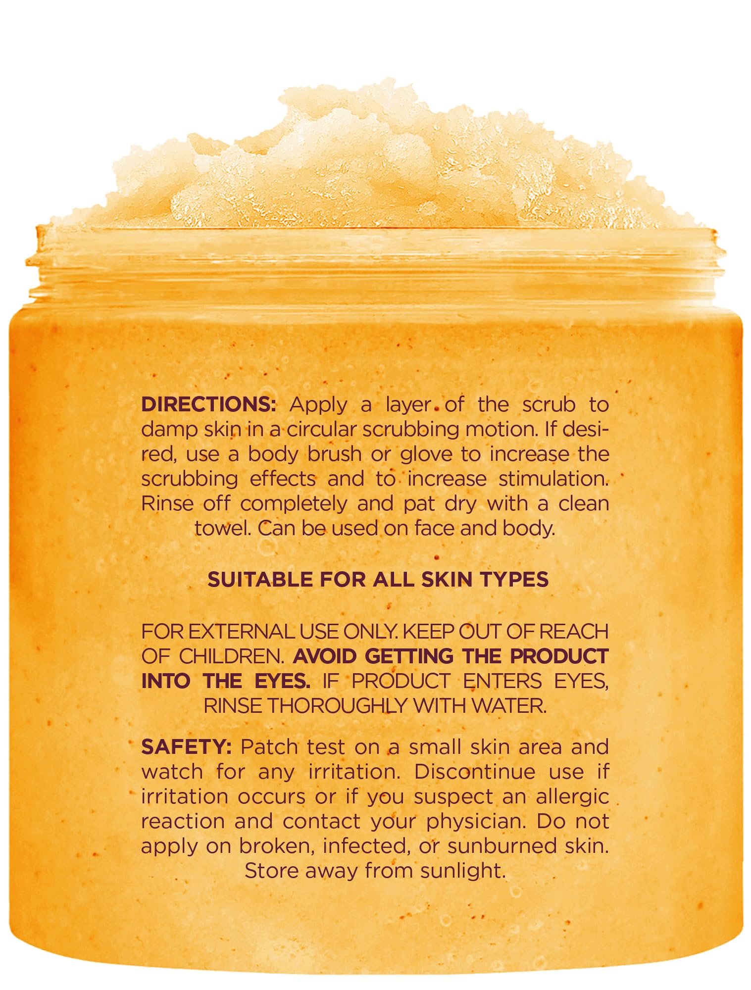 Brooklyn Botany Peach Bellini sugar scrub texture close-up highlights honey crystals for moisture.