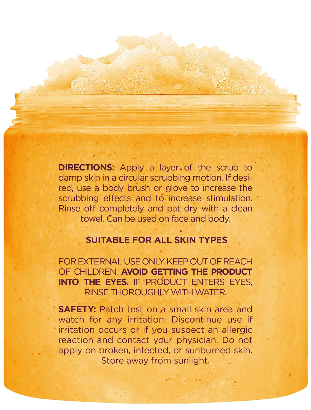 Brooklyn Botany Peach Bellini sugar scrub texture close-up highlights honey crystals for moisture.