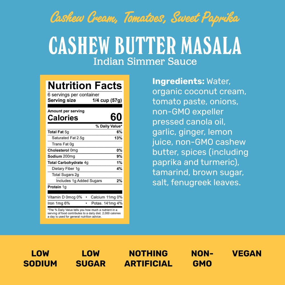 Brooklyn Delhi Cashew Butter Masala jar ready to simmer with vegetables