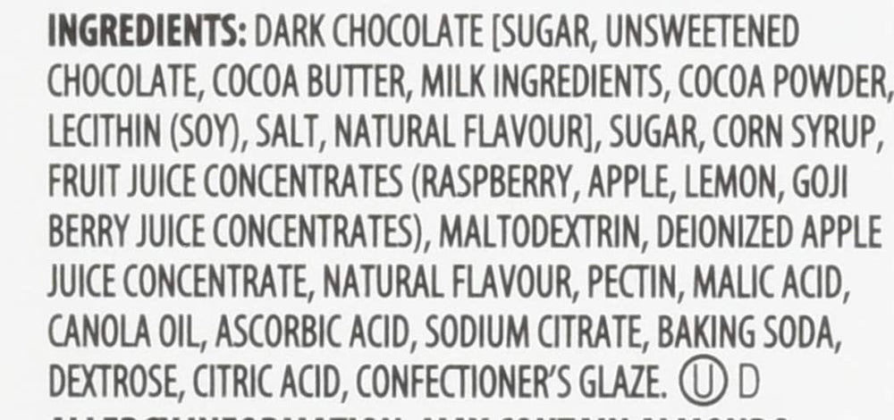 Brookside forty-count variety-pack back label close-up