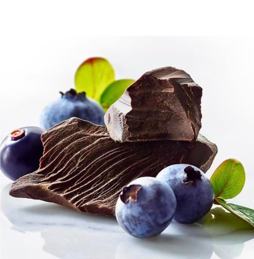 Brookside acai/blueberry chocolate close-up highlighting exotic fruit flavors.