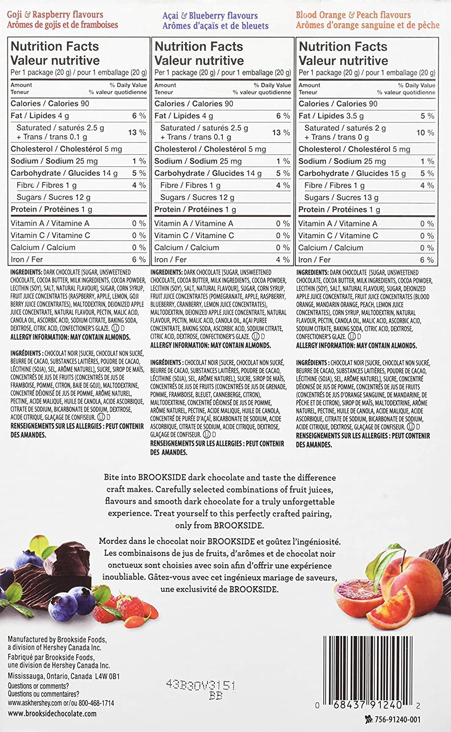 Brookside dark chocolate fruit as a gifting idea on table