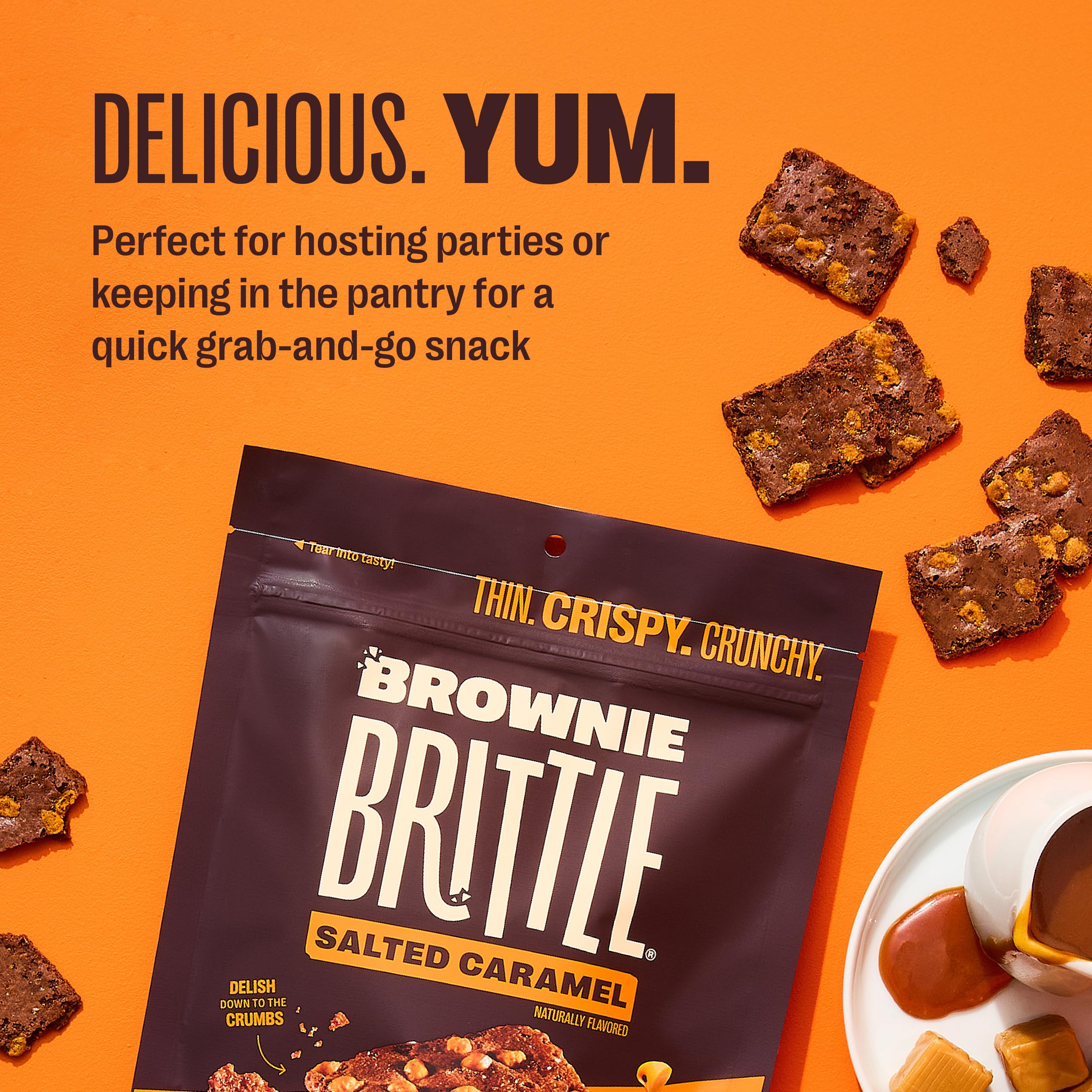 Brownie Brittle crumbs topping ice cream adds crunchy texture to desserts.