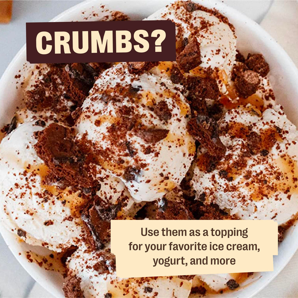 Brownie Brittle ice cream topping crumbs add texture and flavor.