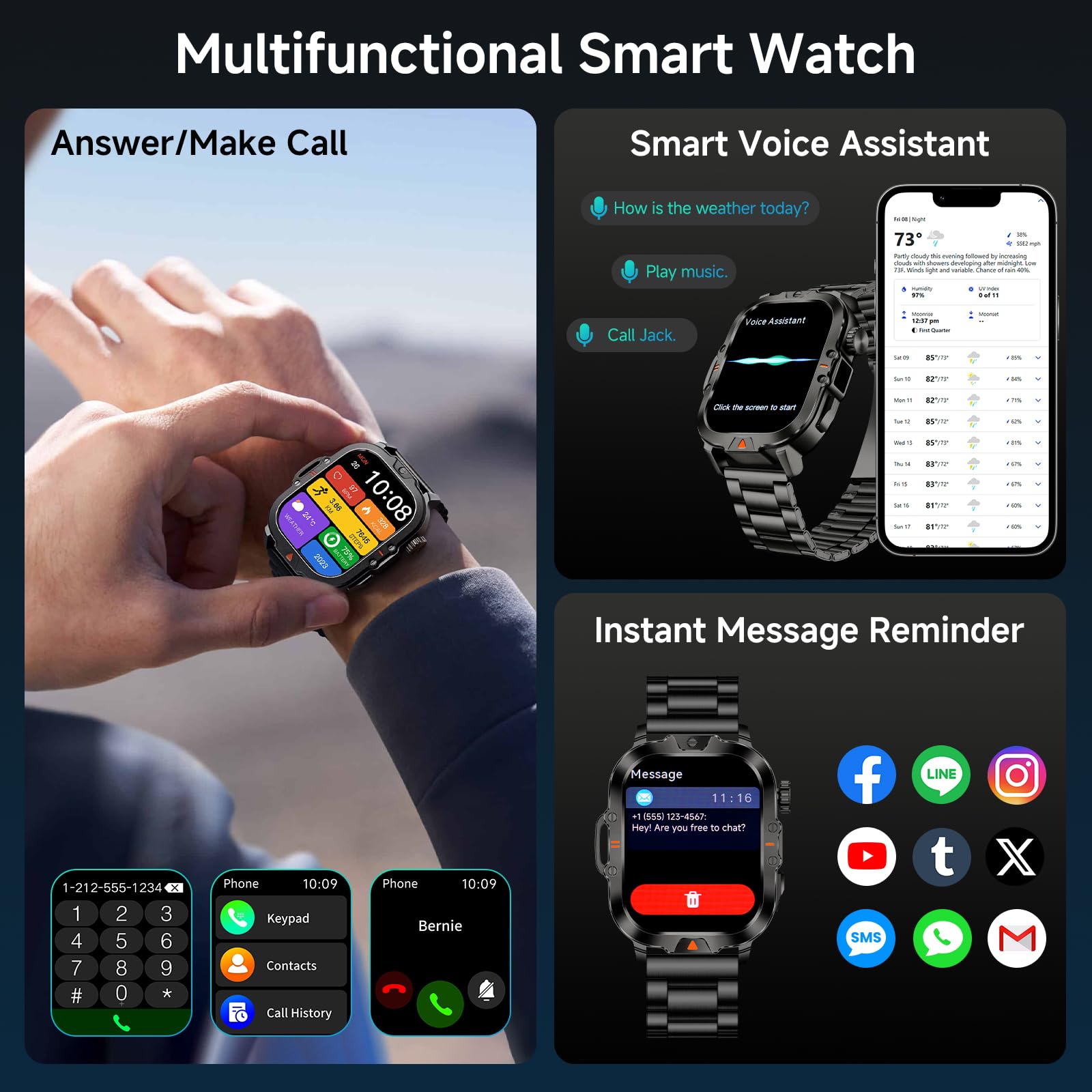 BRUBOSES smart watch men durability outdoors withstands harsh environments