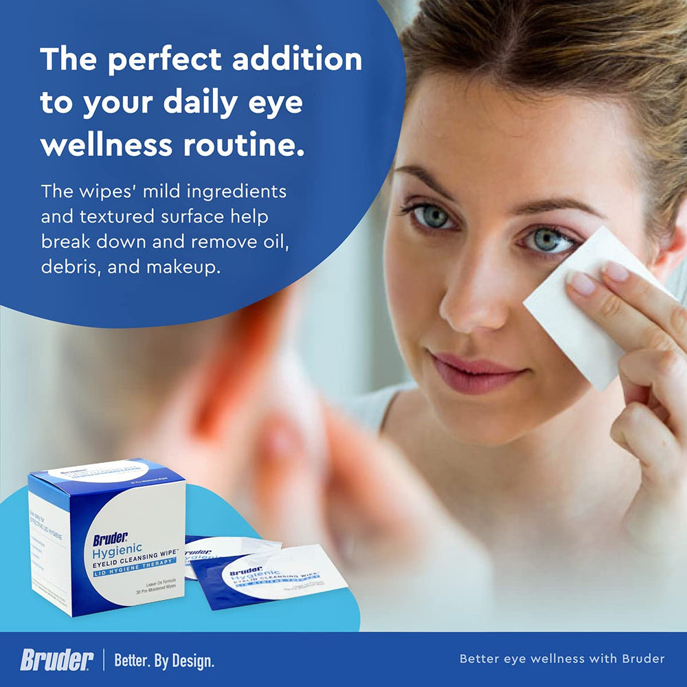 Bruder eyelid cleansing wipes no rinse, just wipe and go after a long day.