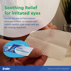 Bruder box of hygienic eyelid wipes on a dresser, ready for use.
