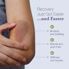 BruiseMD bottle display highlighting advanced formula with zinc and vitamin C