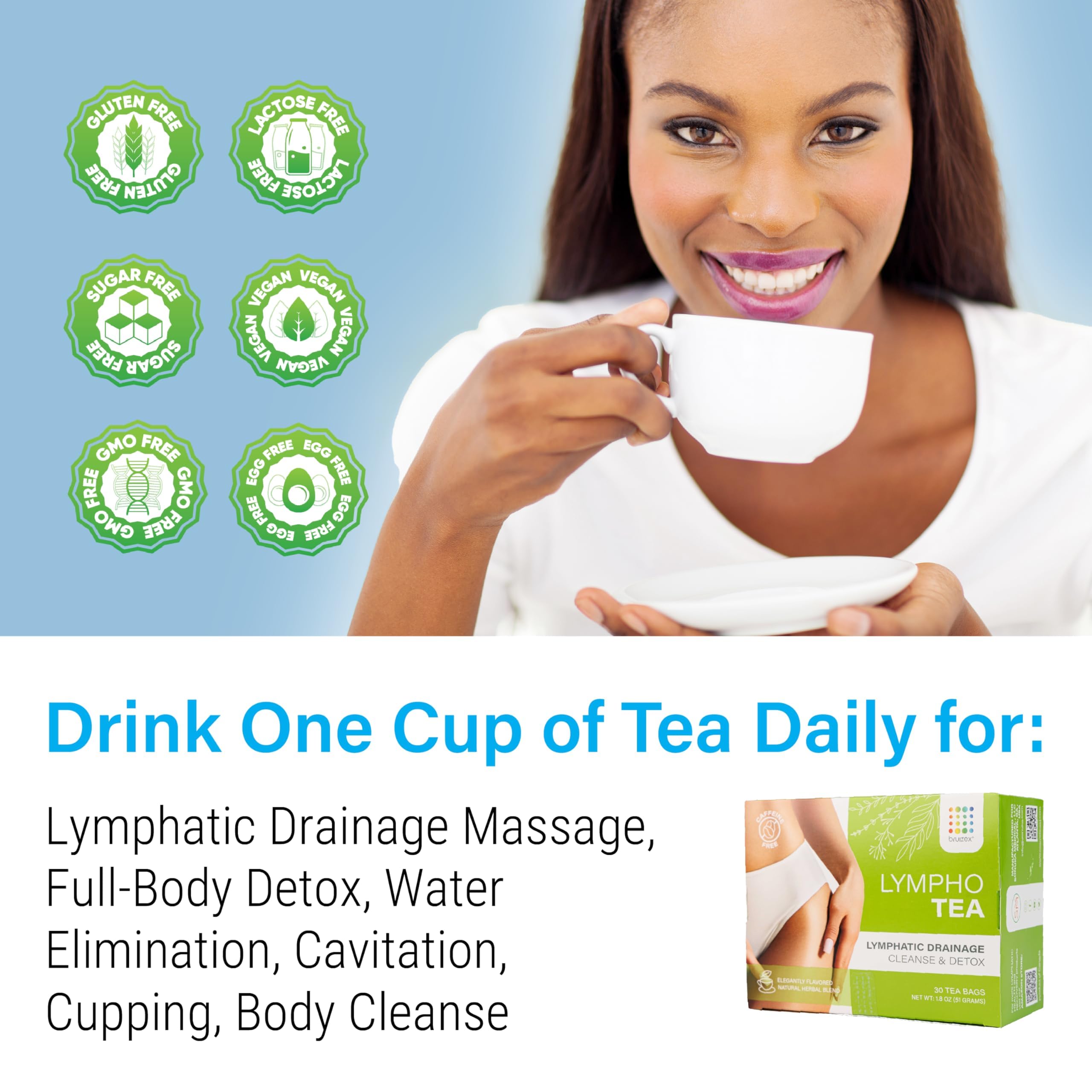 Bruizex Lymphatic Tea: packaging and branding visual for quality