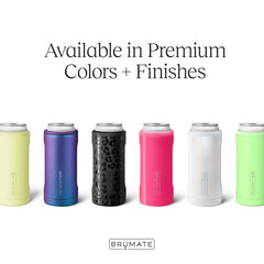 BrüMate Hopsulator Slim with a 12oz slim can inserted demonstrating secure fit.