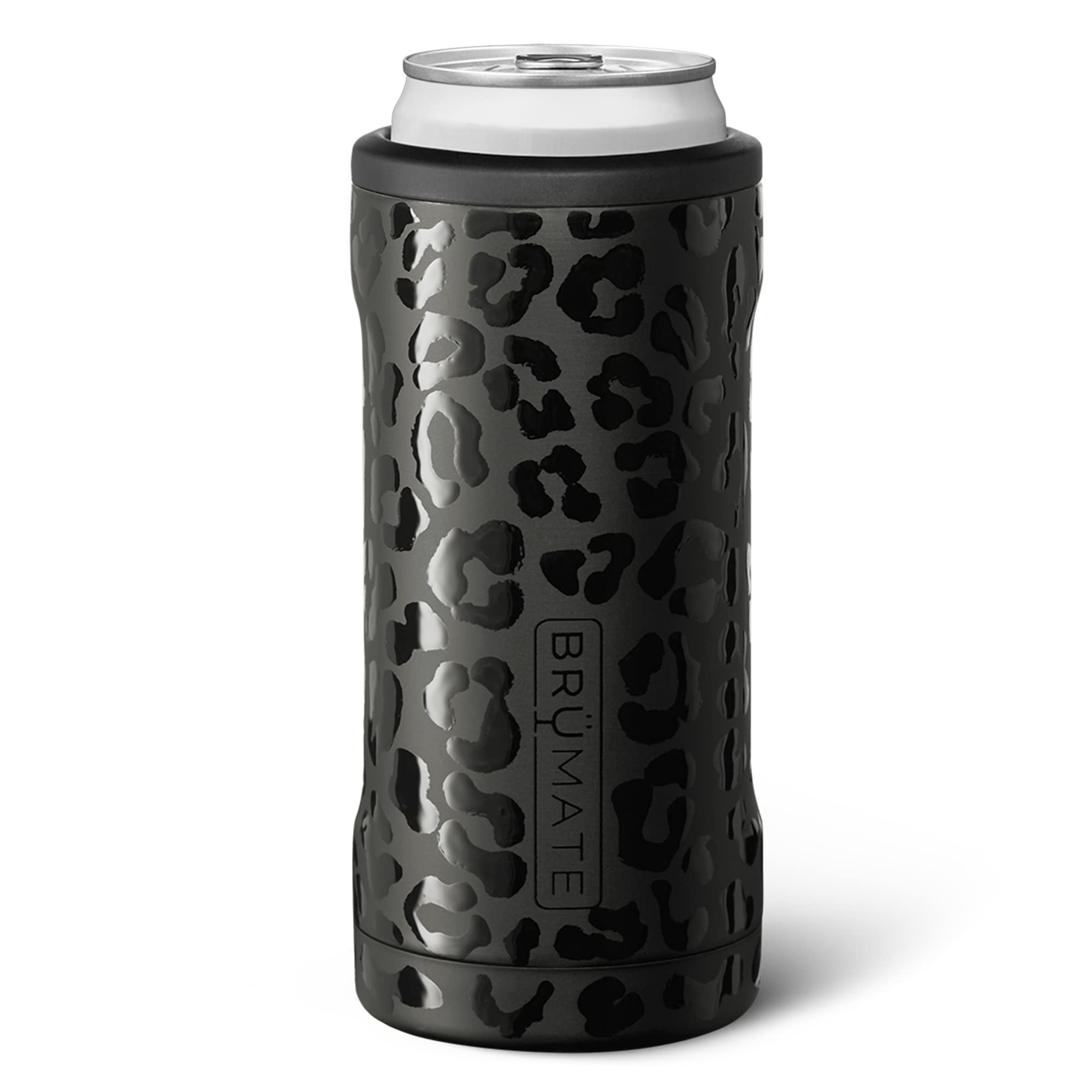 BrüMate Hopsulator Slim onyx leopard close-up highlighting stylish cold-holding design.