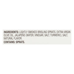 Hand-packed Brunswick sardines in olive oil, premium packaging.
