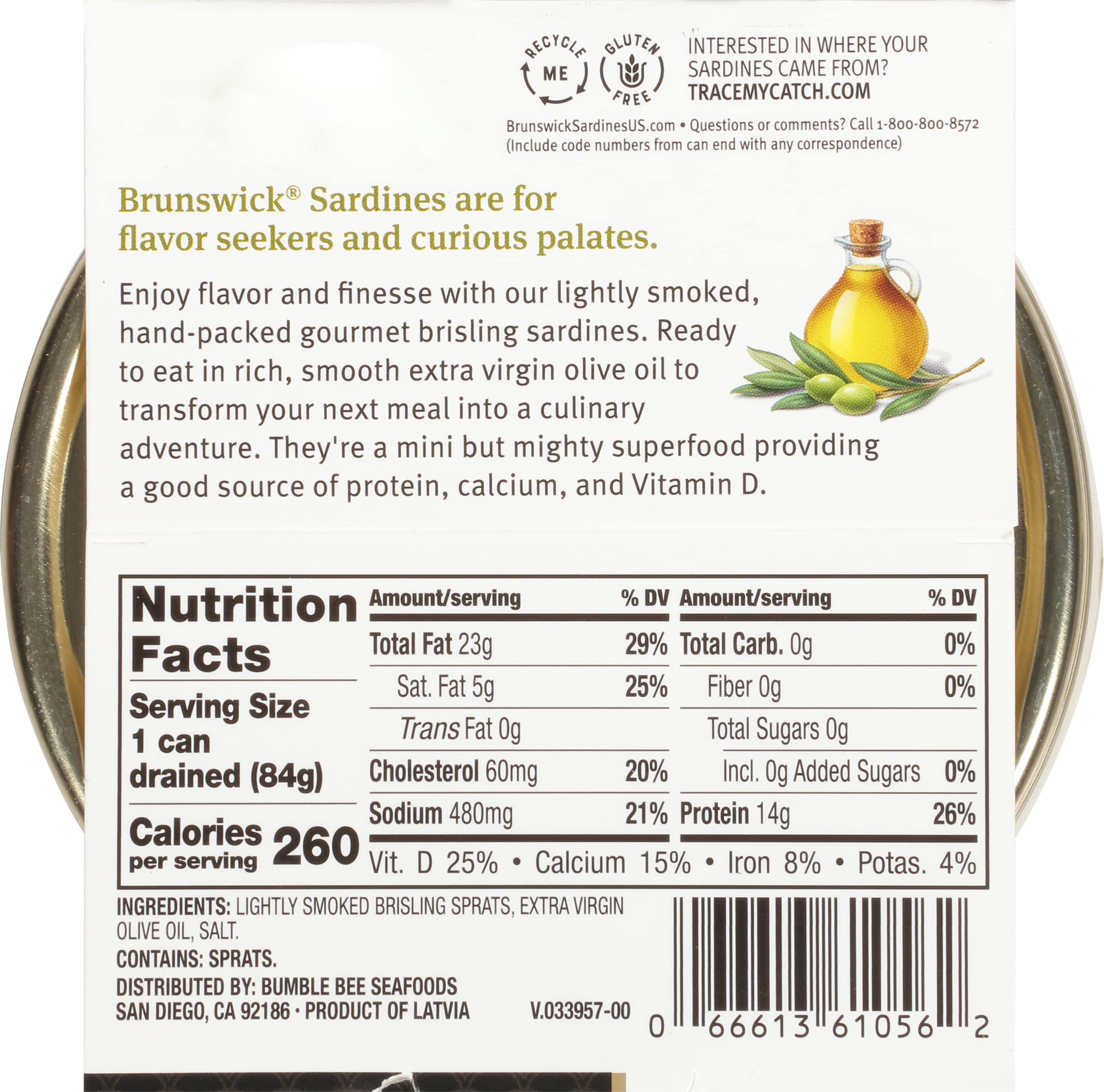 Brunswick brisling sardines lightly smoked for rich flavor