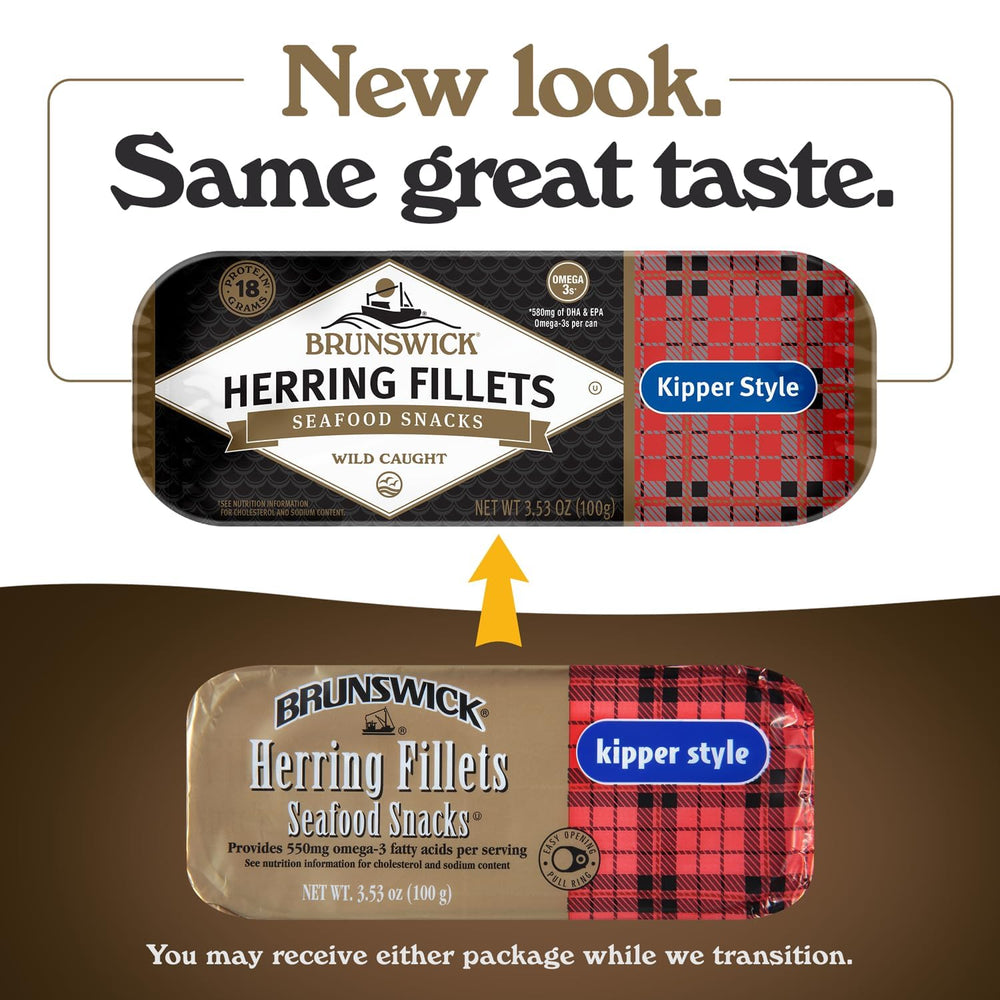 Brunswick sustainable fishing emphasis for boneless kipper style herring fillets.