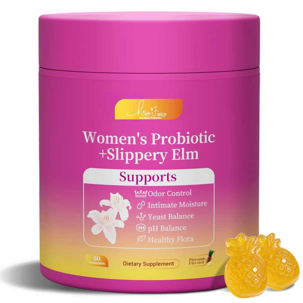 Brurtzexs Her Juicy feminine gummies bottle shows pineapple flavor for daily wellness.