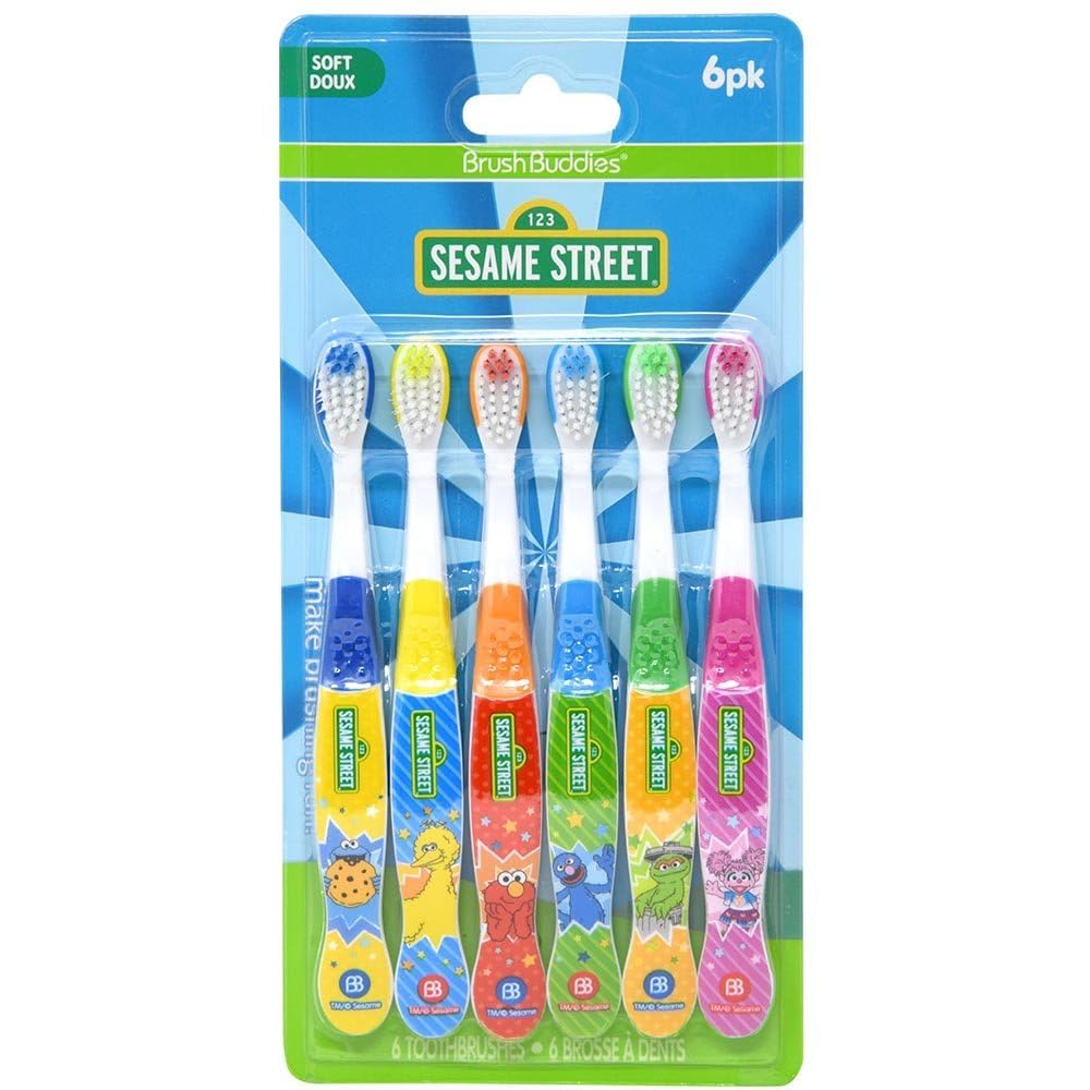 Brush Buddies 6-pack kids toothbrushes provide value for home and travel.