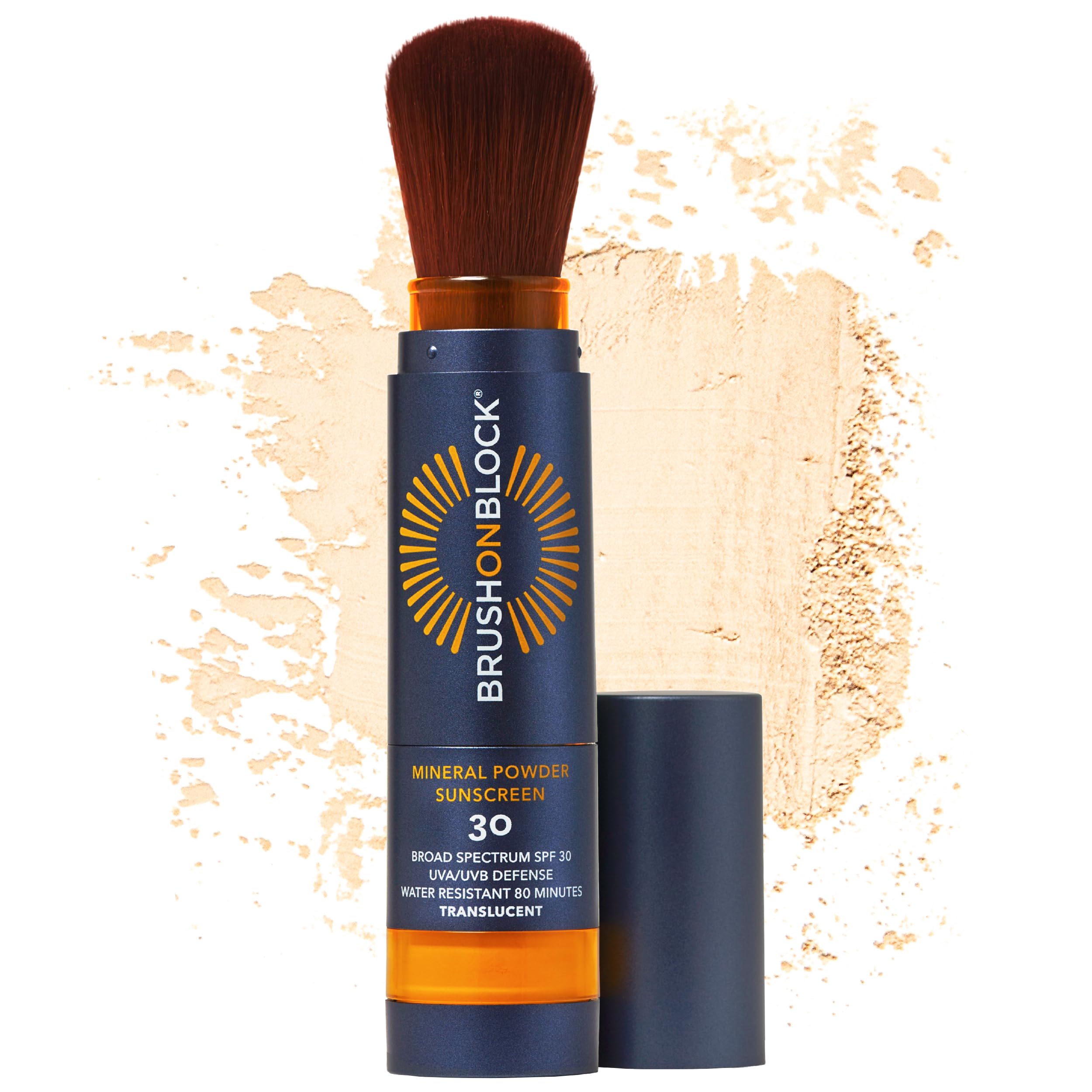 Brush On Block SPF 30 mineral powder with twist for precise reapplication.