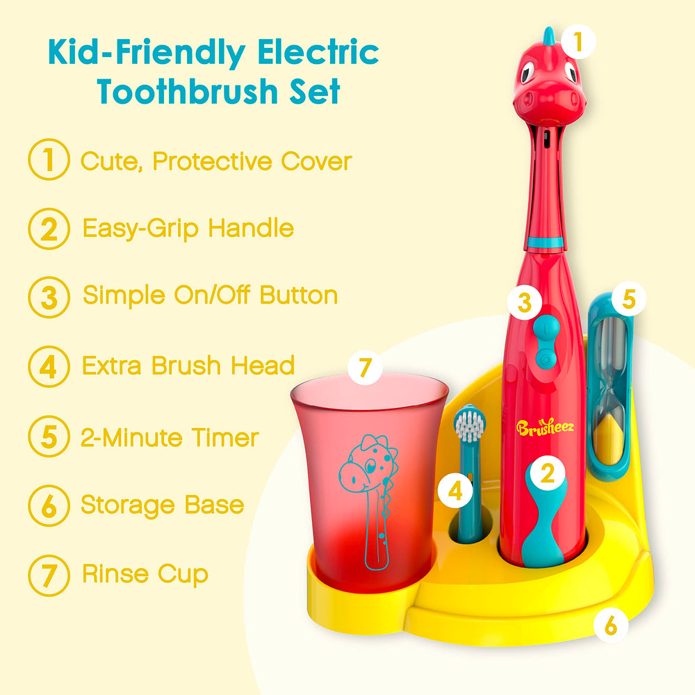 Brusheez animal-themed brush cover protects the head during travel.